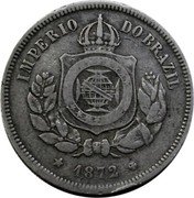 Brazil 100 Reis (Reform Coinage Pattern) KM# Pn149 IMPÉRIO DO BRAZIL 1872 coin obverse