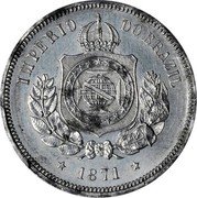 Brazil 100 Reis (Reform Coinage Pattern) KM# Pn146 IMPÉRIO DO BRAZIL 1871 coin obverse Brazil 100 Reis (Reform Coinage Pattern) KM# Pn146 IMPÉRIO DO BRAZIL 1871 coin obverse