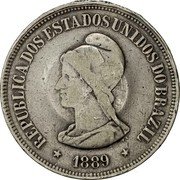 Brazil 1000 Reis 1932 Revolution. Private Issue 1932 X# 43 REPUBLICA DOS ESTADOS UNIDOS DO BRAZIL 1889 coin obverse Brazil 1000 Reis 1932 Revolution. Private Issue 1932 X# 43 REPUBLICA DOS ESTADOS UNIDOS DO BRAZIL 1889 coin obverse
