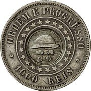 Brazil 1000 Reis 1932 Revolution. Private Issue 1932 X# 43 ORDEM E PROGRESSO 1000 REIS 1932 C.O. coin reverse Brazil 1000 Reis 1932 Revolution. Private Issue 1932 X# 43 ORDEM E PROGRESSO 1000 REIS 1932 C.O. coin reverse