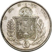 Brazil 1000 Reis (Pedro II Trial Strike) KM# Pn131 IN HOC SI GNO VINCES coin reverse Brazil 1000 Reis (Pedro II Trial Strike) KM# Pn131 IN HOC SI GNO VINCES coin reverse