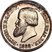 Brazil 10000 Reis (Pedro II Pattern) PETRUS II.D.G.C.IMP. ET PERP.BRAS.DEF. 1888 coin obverse Brazil 10000 Reis (Pedro II Pattern) PETRUS II.D.G.C.IMP. ET PERP.BRAS.DEF. 1888 coin obverse