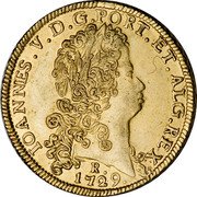 Brazil 12800 Reis (Joao V 2nd Type of Shield) KM# 148a IOANNES.V.D.G.PORT.ET.ALG.REX R 1731 coin obverse Brazil 12800 Reis (Joao V 2nd Type of Shield) KM# 148a IOANNES.V.D.G.PORT.ET.ALG.REX R 1731 coin obverse