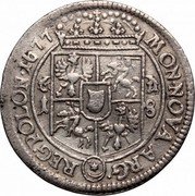 Poland 18 Groszy (1 Ort, 1 Tympf) Johann III Sobieski 1677 KM# 126 MON NOVA ARG REG POLON 1684 1 8 coin reverse Poland 18 Groszy (1 Ort, 1 Tympf) Johann III Sobieski 1677 KM# 126 MON NOVA ARG REG POLON 1684 1 8 coin reverse