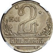 Brazil 2 Cruzeiros Pattern Strike 1941  Rare KM# Pn337 1941 2 CRUZEIROS coin reverse Brazil 2 Cruzeiros Pattern Strike 1941  Rare KM# Pn337 1941 2 CRUZEIROS coin reverse