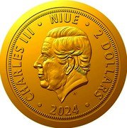 Niue 2 Dollars (Charles III Czech Lion) CHARLES III NIUE 2 DOLLARS JC 2024 coin obverse Niue 2 Dollars (Charles III Czech Lion) CHARLES III NIUE 2 DOLLARS JC 2024 coin obverse