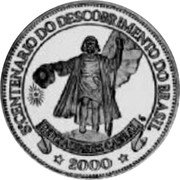 Brazil 2 Ounce 500th Anniversary of the Discovery of Brazil 2000 Proof X# MB7 PEDRO ALVARES CABRAL LB 2000 5°. CENTENARIO DO DESCOBRIMENTO DO BRASIL coin reverse Brazil 2 Ounce 500th Anniversary of the Discovery of Brazil 2000 Proof X# MB7 PEDRO ALVARES CABRAL LB 2000 5°. CENTENARIO DO DESCOBRIMENTO DO BRASIL coin reverse