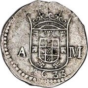 Malaysia 2 Tangas Filipe III Goa mint. Date obverse 1633 A-M A M 1633 coin obverse Malaysia 2 Tangas Filipe III Goa mint. Date obverse 1633 A-M A M 1633 coin obverse