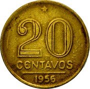 Brazil 20 Centavos (Ruy Barbosa Pattern) KM# Pn366 20 CENTAVOS 1956 coin reverse Brazil 20 Centavos (Ruy Barbosa Pattern) KM# Pn366 20 CENTAVOS 1956 coin reverse