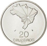 Brazil 20 Cruzeiros (150th Anniversary of Independence. Prova) KM# Pr6 20 CRUZEIROS PROVA coin reverse Brazil 20 Cruzeiros (150th Anniversary of Independence. Prova) KM# Pr6 20 CRUZEIROS PROVA coin reverse