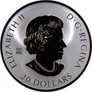 Canada 20 Dollars (Celebrate Love) 1952 2022 20 DOLLARS ELIZABETH II D G REGINA SB coin obverse Canada 20 Dollars (Celebrate Love) 1952 2022 20 DOLLARS ELIZABETH II D G REGINA SB coin obverse