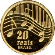 Brazil 20 Reais 100th Anniversary of the Birth of Ary Barroso 2003 Proof KM# 664 20 REAIS BRASIL coin obverse Brazil 20 Reais 100th Anniversary of the Birth of Ary Barroso 2003 Proof KM# 664 20 REAIS BRASIL coin obverse