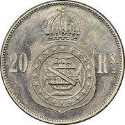 Brazil 20 Reis (Pedro II Pattern Coin) KM# Pn135 20 RS. coin reverse Brazil 20 Reis (Pedro II Pattern Coin) KM# Pn135 20 RS. coin reverse