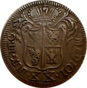 Italy 20 Soldi (M. Theresia) MEDIOL.XX DUX ET C coin reverse Italy 20 Soldi (M. Theresia) MEDIOL.XX DUX ET C coin reverse