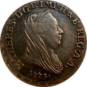 Italy 20 Soldi (Maria Theresia) M THERES.D G.R IMP H & B REG A.A. coin obverse Italy 20 Soldi (Maria Theresia) M THERES.D G.R IMP H & B REG A.A. coin obverse