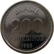 Brazil 200 Cruzeiros Coat of Arms. Prova 1985  BRASIL PROVA 200 CRUZEIROS 1985 coin reverse