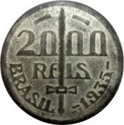 Brazil 2000 Reis (Duke of Caxias Pattern) KM# Pn289 2000 RÉIS BRASIL 1935 W.T. coin obverse Brazil 2000 Reis (Duke of Caxias Pattern) KM# Pn289 2000 RÉIS BRASIL 1935 W.T. coin obverse