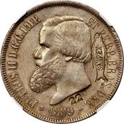 Brazil 2000 Reis (Fourth Centennial of Sao Paulo and Numismatic Exposition) X# CC4 SANPEX PETRUS II D G C IMP ET PERP BRAS DEF 1889 coin obverse Brazil 2000 Reis (Fourth Centennial of Sao Paulo and Numismatic Exposition) X# CC4 SANPEX PETRUS II D G C IMP ET PERP BRAS DEF 1889 coin obverse