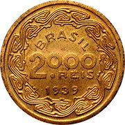 Brazil 2000 Reis (Marechal Deodoro Trial Strike) KM# Pn316 BRASIL 2000 RÉIS 1939 coin obverse Brazil 2000 Reis (Marechal Deodoro Trial Strike) KM# Pn316 BRASIL 2000 RÉIS 1939 coin obverse