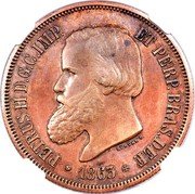 Brazil 2000 Reis Pedro II Pattern Strike 1863 KM# Pn112 PETRUS II D G C IMP ET PERP BRAS DEF 1863 LUSTAR P coin obverse