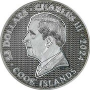 Cook Islands 25 Dollars (Charles III Iron Knight) 25 DOLLARS CHARLES III 2024 DT COOK ISLANDS coin obverse