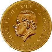 Niue 25 Dollars Charles III Phoenix 2024  Prooflike CHARLES III NIUE 25 DOLLARS JC 2024 coin obverse