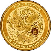 Niue 25 Dollars Charles III Phoenix 2024  Prooflike GOLD PHOENIX 2024 1/10OZ FINE GOLD 9999 coin reverse