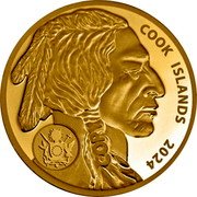 Cook Islands 25 Dollars (U.S. Buffalo. Coat of arms) COOK ISLANDS 2024 COPY coin obverse