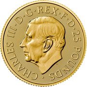 UK 25 Pounds Charles III Churchill and Roosevelt 2023  Bullion CHARLES III D G REX F D 25 POUNDS MJ coin obverse