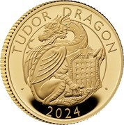 UK 25 Pounds The Tudor Dragon 2024 Proof TUDOR DRAGON 2024 coin reverse
