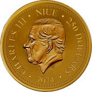 Niue 250 Dollars Charles III Phoenix 2024  Prooflike CHARLES III NIUE 250 DOLLARS JC 2024 coin obverse Niue 250 Dollars Charles III Phoenix 2024  Prooflike CHARLES III NIUE 250 DOLLARS JC 2024 coin obverse