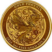 Niue 250 Dollars Charles III Phoenix 2024  Prooflike GOLD PHOENIX 2024 1OZ FINE GOLD 9999 coin reverse Niue 250 Dollars Charles III Phoenix 2024  Prooflike GOLD PHOENIX 2024 1OZ FINE GOLD 9999 coin reverse