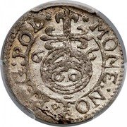 Poland 3 Polker (3 Poltorak - 1 Kruzierz) Johann Casimir (16)66 KM# 105 MONE NO REG POL 6 1 60 coin reverse Poland 3 Polker (3 Poltorak - 1 Kruzierz) Johann Casimir (16)66 KM# 105 MONE NO REG POL 6 1 60 coin reverse