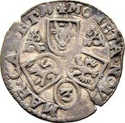 Italy 3 Soldi Francesco Tyrol Type ND (1593-1609)  MONETA NOVA MAR CAS ET M 3 coin reverse Italy 3 Soldi Francesco Tyrol Type ND (1593-1609)  MONETA NOVA MAR CAS ET M 3 coin reverse