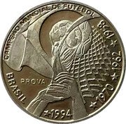 Brazil 4 Reais (4th World Cup Championship. Trial Strike) KM# Pr38 CAMPEAO MUNDIAL DE FUTEBOL BRASIL 1994 1970 1962 1958 PROVA coin obverse