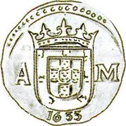 Malaysia 4 Tangas Filipe III Goa mint 1633 A-M A M 1633 coin obverse Malaysia 4 Tangas Filipe III Goa mint 1633 A-M A M 1633 coin obverse