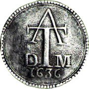 Malaysia 4 Tangas (Filipe III Goa mint. date reverse) AT DM 1636 coin reverse Malaysia 4 Tangas (Filipe III Goa mint. date reverse) AT DM 1636 coin reverse