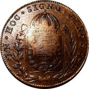 Brazil 40 Reis Countermarked Coin ND (1827) IN HOC SIGNO VINCES coin reverse Brazil 40 Reis Countermarked Coin ND (1827) IN HOC SIGNO VINCES coin reverse