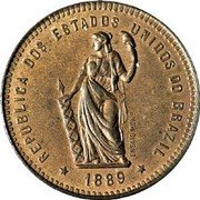 Brazil 40 Reis (Pattern Coin) KM# Pn172 REPUBLICA DOS ESTADOS UNIDOS DO BRAZIL 1889 ENSAIO MONº coin obverse