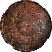 Brazil 40 Reis (Pattern Coin) KM# Pn33 1830 RIO DE JANEIRO 40 coin reverse Brazil 40 Reis (Pattern Coin) KM# Pn33 1830 RIO DE JANEIRO 40 coin reverse