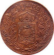 Brazil 40 Reis (Pedro II Trial Strike) KM# Pn108 40 RS coin obverse Brazil 40 Reis (Pedro II Trial Strike) KM# Pn108 40 RS coin obverse