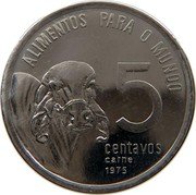 Brazil 5 Centavos (Ox. Prova) KM# Pr19 ALIMENTOS PARA O MUNDO 5 CENTAVOS CARNE 1975 coin reverse Brazil 5 Centavos (Ox. Prova) KM# Pr19 ALIMENTOS PARA O MUNDO 5 CENTAVOS CARNE 1975 coin reverse