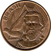 Brazil 5 Centavos (Tiradentes. T Partially Inside Stripes) KM# 648.1 BRASIL TIRADENTES coin obverse Brazil 5 Centavos (Tiradentes. T Partially Inside Stripes) KM# 648.1 BRASIL TIRADENTES coin obverse