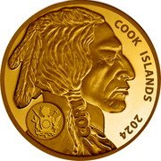 Cook Islands 5 Dollars Coat of arms U.S. Buffalo. 2024 COOK ISLANDS 2024 COPY coin obverse Cook Islands 5 Dollars Coat of arms U.S. Buffalo. 2024 COOK ISLANDS 2024 COPY coin obverse