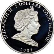 Cook Islands 5 Dollars (Elizabeth II Graceland) ELIZABETH II 5 DOLLARS COOK ISLANDS 2007 coin obverse Cook Islands 5 Dollars (Elizabeth II Graceland) ELIZABETH II 5 DOLLARS COOK ISLANDS 2007 coin obverse