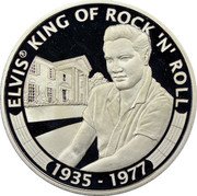Cook Islands 5 Dollars (Elizabeth II Graceland) ELVIS ® KING OF ROCK N ROLL 1935 1977 coin reverse Cook Islands 5 Dollars (Elizabeth II Graceland) ELVIS ® KING OF ROCK N ROLL 1935 1977 coin reverse