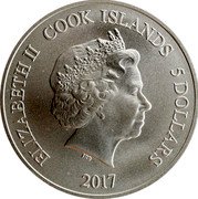 Cook Islands 5 Dollars (Elizabeth II Jonathan Toews) ELIZABETH II COOK ISLANDS 5 DOLLARS IRB 2017 coin obverse Cook Islands 5 Dollars (Elizabeth II Jonathan Toews) ELIZABETH II COOK ISLANDS 5 DOLLARS IRB 2017 coin obverse