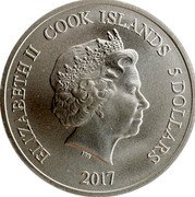 Cook Islands 5 Dollars Elizabeth II Sidney Crosby 2017  Proof ELIZABETH II COOK ISLANDS 5 DOLLARS IRB 2017 coin obverse Cook Islands 5 Dollars Elizabeth II Sidney Crosby 2017  Proof ELIZABETH II COOK ISLANDS 5 DOLLARS IRB 2017 coin obverse