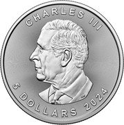 Canada 5 Dollars Maple Leaf. Charles III 2024 In Sets only 2024 5 DOLLARS CHARLES III SR coin obverse