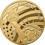 Cook Islands 5 Dollars Statue Of Liberty. Coat of arms 2024 LIBERTY 2024. coin reverse Cook Islands 5 Dollars Statue Of Liberty. Coat of arms 2024 LIBERTY 2024. coin reverse